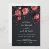 Elegant Dark Moody 3D Roses Wedding Kaart (Voorkant)