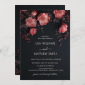 Elegant Dark Moody 3D Roses Wedding Kaart (Voorkant / Achterkant)