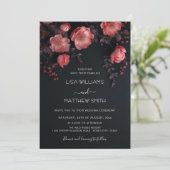 Elegant Dark Moody 3D Roses Wedding Kaart (Staand voorkant)