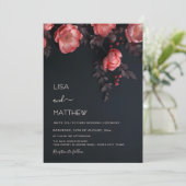 Elegant Dark Moody 3D Roses Wedding Kaart (Staand voorkant)