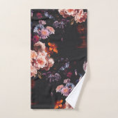 Elegant Dark Moody Bourgondië Floral Bad Handdoek (Handdoek)