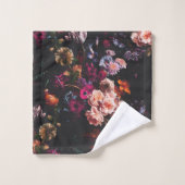 Elegant Dark Moody Bourgondië Floral Bad Handdoek (Wasdoekje)