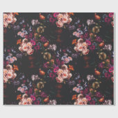Elegant  Dark Moody Bourgondië Floral Cadeaupapier (Vlak)