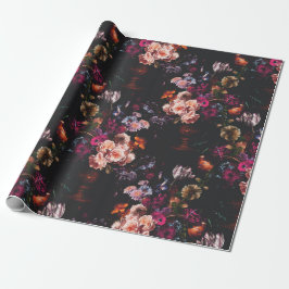 Elegant Dark Moody Bourgondië Floral Cadeaupapier