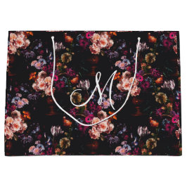 Elegant Dark Moody Bourgondië Floral Groot Cadeauzakje