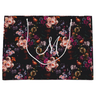 Elegant Dark Moody Bourgondië Floral Groot Cadeauzakje
