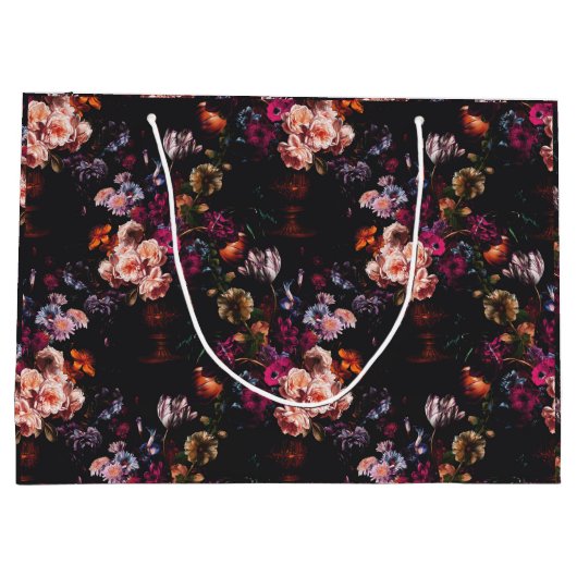 Elegant Dark Moody Bourgondië Floral Groot Cadeauzakje (Achterkant)