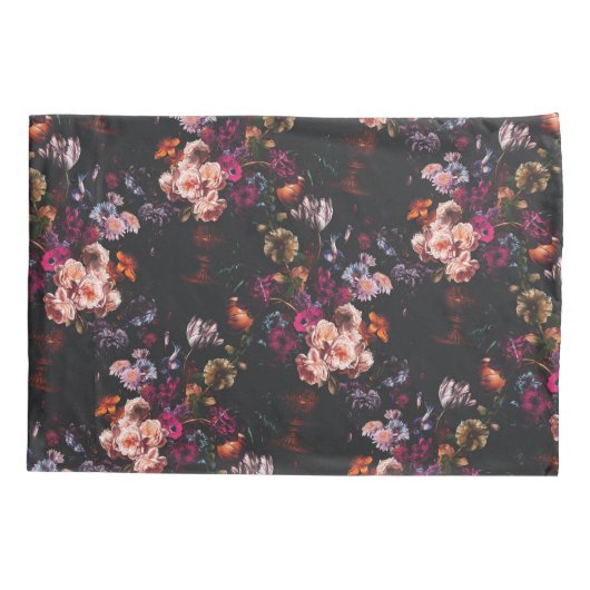 Elegant Dark Moody Bourgondië Floral Kussensloop (Achterkant)