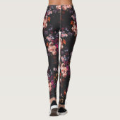 Elegant  Dark Moody Bourgondië Floral Leggings (Achterkant)
