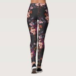 Elegant Dark Moody Bourgondië Floral Leggings