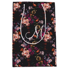 Elegant Dark Moody Bourgondië Floral Medium Cadeauzakje