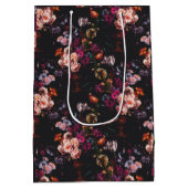 Elegant  Dark Moody Bourgondië Floral Medium Cadeauzakje (Achterkant)