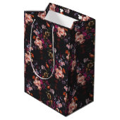 Elegant  Dark Moody Bourgondië Floral Medium Cadeauzakje (Achterkant Gekanteld)