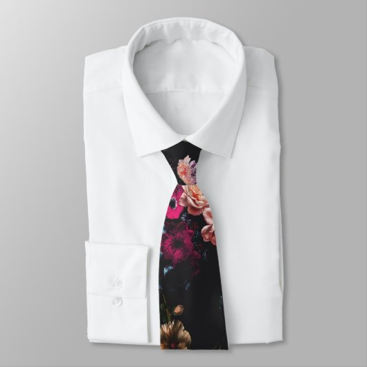 Elegant  Dark Moody Bourgondië Floral Stropdas (Gebonden)