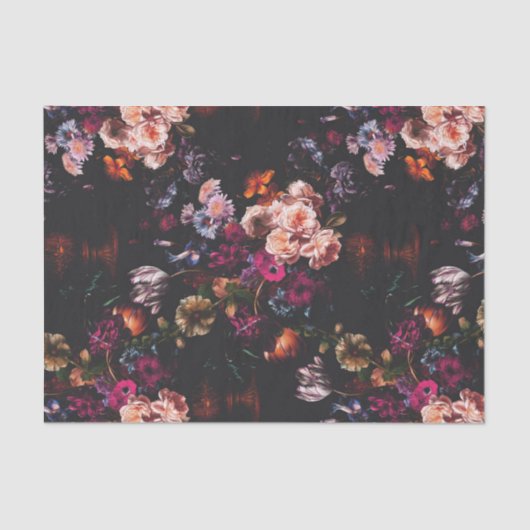 Elegant  Dark Moody Bourgondië Floral Tissuepapier (Voorkant)