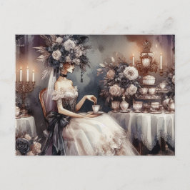Elegant Dark Moody Bridal Tea Party  Briefkaart