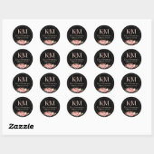 Elegant Dark Moody Bruiloft Monogram Winter Roos Ronde Sticker (Vel)
