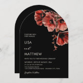 Elegant Dark Moody Red Flowers Arched Kaart (Voorkant / Achterkant)