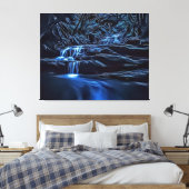 Elegant Dark & Moody Struik Brook Fotokunst, Uniek Canvas Afdruk (Insitu (Slaapkamer))