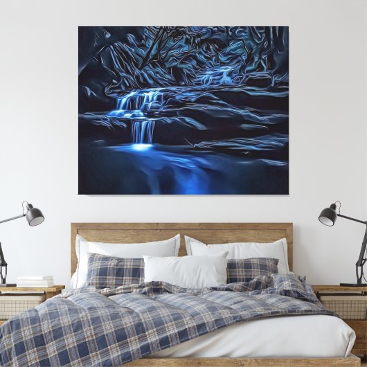 Elegant Dark & Moody Struik Brook Fotokunst, Uniek Canvas Afdruk (Insitu (Slaapkamer))