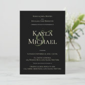 Elegant Dark & Moody Wedding Monogram Cream Roos Kaart (Staand voorkant)