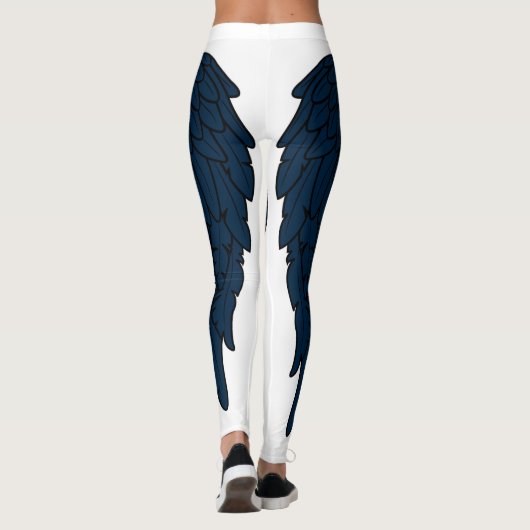 Elegant Dark Navy Angel Wings Leggings (Achterkant)