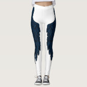 Elegant Dark Navy Angel Wings Leggings (Voorkant)