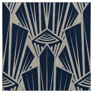 Elegant dark navy art deco abstracte geometrische  stof