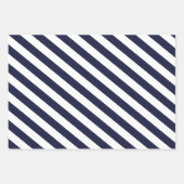 Elegant Dark Navy Blue and White Striped Pattern Inpakpapier Vel (Voorkant 2)