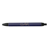 Elegant Dark Navy Blue Gold Wedding Monogram Zwarte Inkt Pen (Voorkant)