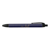 Elegant Dark Navy Blue Gold Wedding Monogram Zwarte Inkt Pen (Bovenkant)