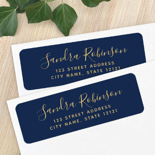 Elegant dark navy blue return address labels