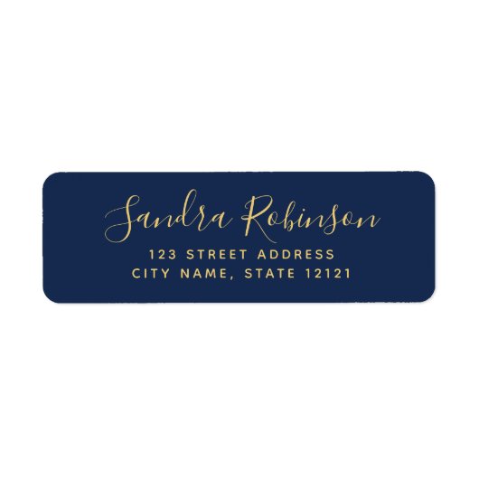 Elegant dark navy blue return address labels (Voorkant)