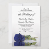 Elegant Dark Navy Blue Roos Formal Wedding Kaart (Voorkant)
