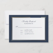 Elegant Dark Navy Gold Frame Traditional  RSVP (Voorkant)