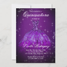 Elegant Dark Paars Quinceanera Uitnodiging