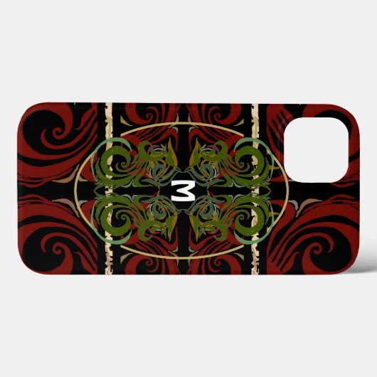 Elegant Dark Pattern Monogram Case-Mate iPhone Case (Achterkant (horizontaal))