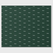 Elegant dark pine green custom name text jarig cadeaupapier (Vlak)