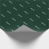 Elegant dark pine green custom name text jarig cadeaupapier (Hoek)