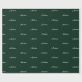 Elegant dark pine green de naamtekst van het douan cadeaupapier (Vlak)