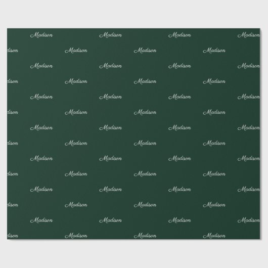 Elegant dark pine green de naamtekst van het douan cadeaupapier (Vlak)