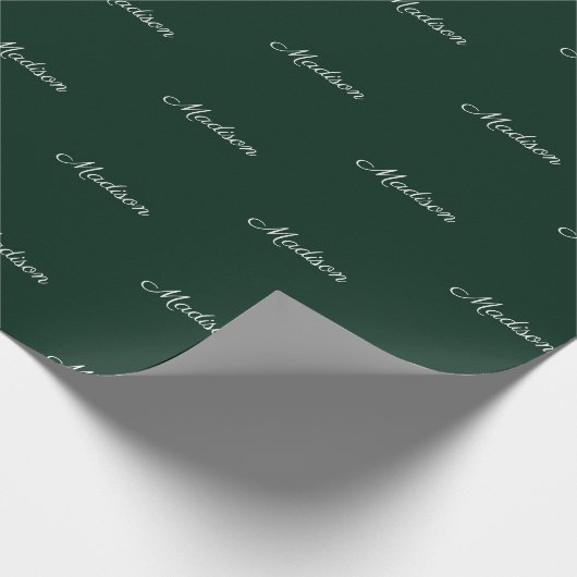 Elegant dark pine green de naamtekst van het douan cadeaupapier (Hoek)