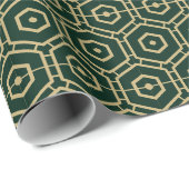 Elegant dark pine green Gold geometrisch patroon Cadeaupapier (Rol Hoek)