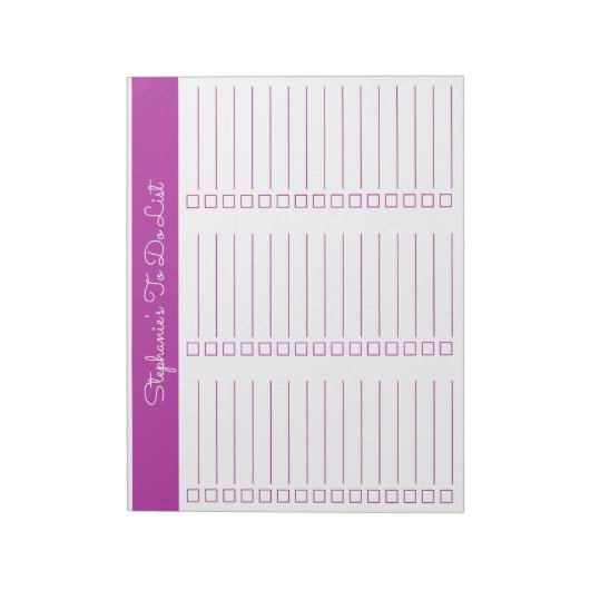Elegant Dark Pink 8.5x11 Three Column Checklist Notitieblok (Linkerzijde)