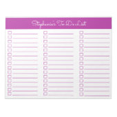 Elegant Dark Pink 8.5x11 Three Column Checklist Notitieblok (Voorkant)