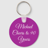 Elegant Dark Pink 90th Birthday Keychain (Voorkant)