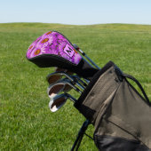 Elegant dark pink magenta floral daisies golfheadcover (Insitu)