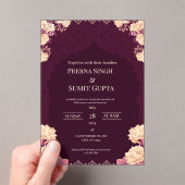 Elegant Dark Purple Acrylic Wedding Invitation Acryl Uitnodigingen (Insitu (Draagbaar))