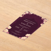 Elegant Dark Purple Acrylic Wedding Invitation Acryl Uitnodigingen (Laagn)