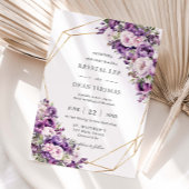 Elegant Dark Purple and Blush Pink Floral Wedding Kaart